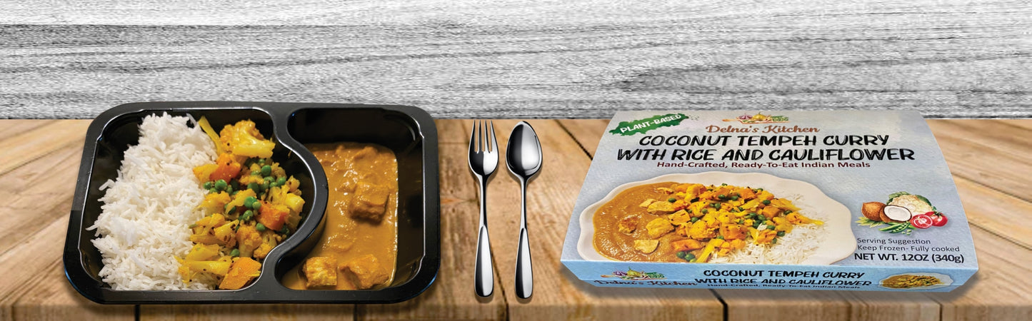 Coconut Tempeh Curry with Rice and Cauliflower