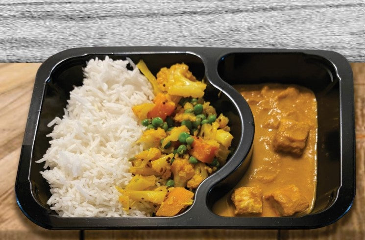 Coconut Tempeh Curry with Rice and Cauliflower