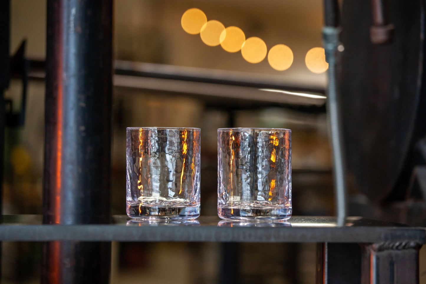 Pair of Hammered Rocks Glass (2) with Vermont Stamp