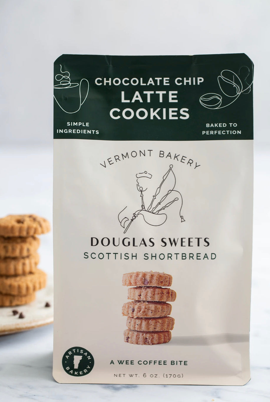 Latte Chocolate Chip Shortbread Cookies