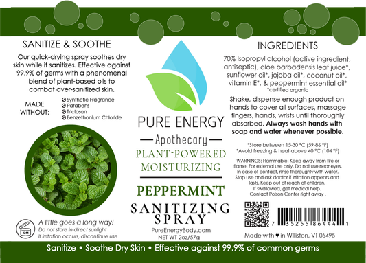 Hand Sanitizer Spray - 2 oz Travel Size (Peppermint)