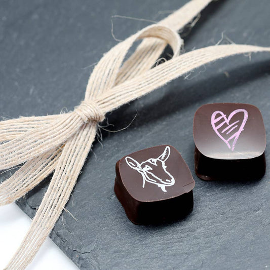 Chocolate Covered Goat Milk Caramel with Hearts (Valentine): 6 piece