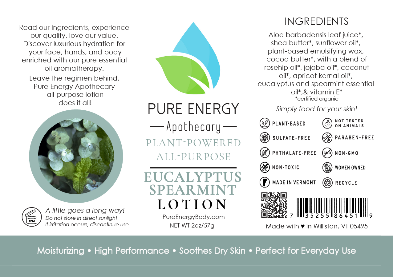 Natural All Purpose Lotion 2 oz (Eucalyptus & Spearmint)