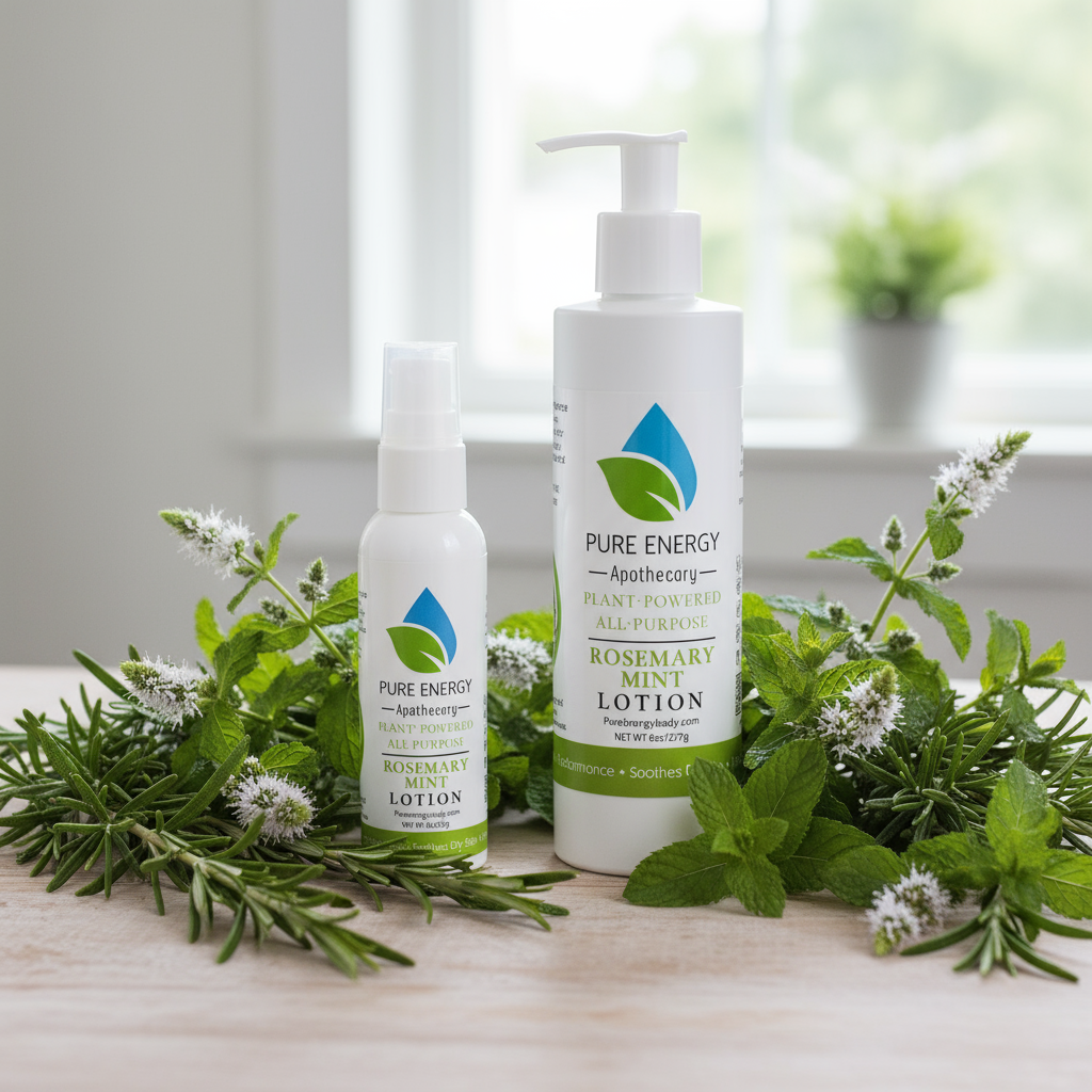 Rosemary Mint All-Purpose Organic Lotion 8oz – Deep Moisture, Fresh Scent, Non-Toxic | Pure Energy Apothecary