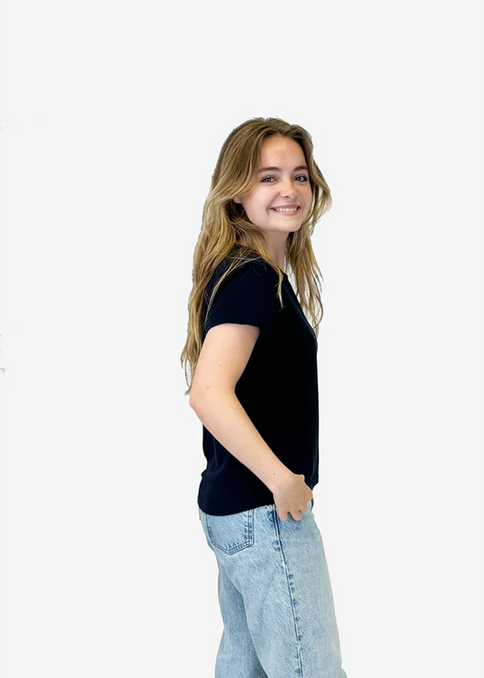 Women's Solid Interlock Stitch Tee - Black