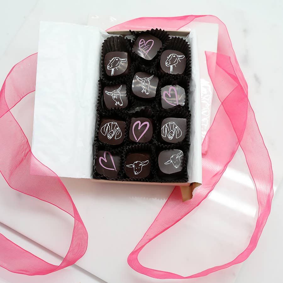 Chocolate Covered Goat Milk Caramel with Hearts (Valentine): 6 piece