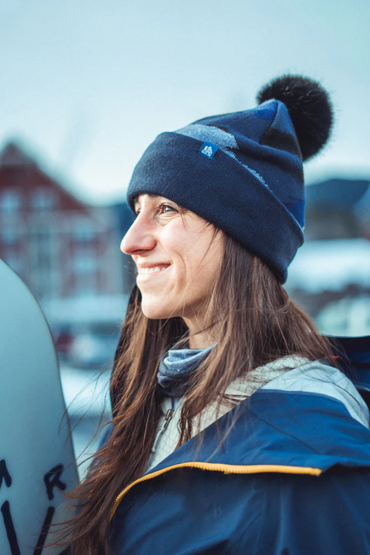 Camo Cuffed Faux Fur Pom Beanie