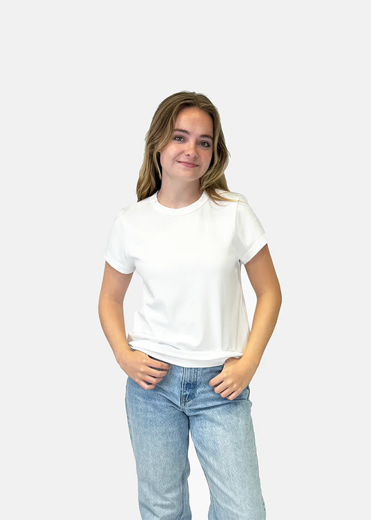 Women's Solid Interlock Stitch Tee - White